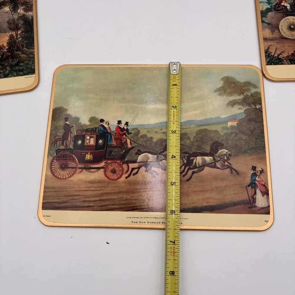 6 Win-el-ware Placemats Depicting Stagecoach Scenes Vintages 1950s‎ Boxed